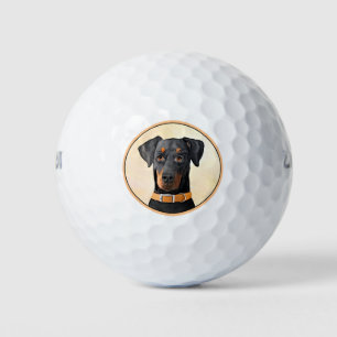 Balles De Golf Doberman Pinscher Peinture non découpée Art origin