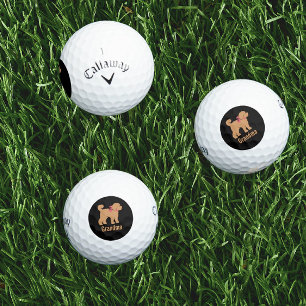Balles De Golf Doigt tan personnalisé Chien sur noir
