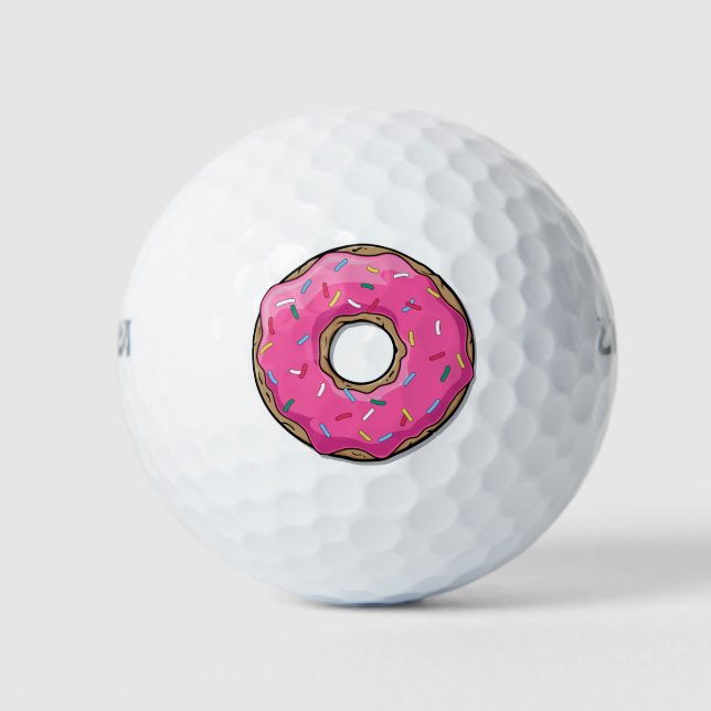 Balles De Golf Donut Rose Cartoon Avec Saupoudrages (Devant)