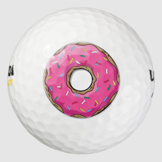 Balles De Golf Donut Rose Cartoon Avec Saupoudrages