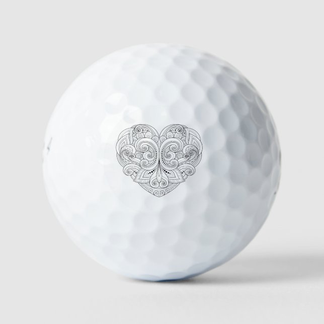 Balles De Golf Doodle cardiaque Abstrait (Devant)