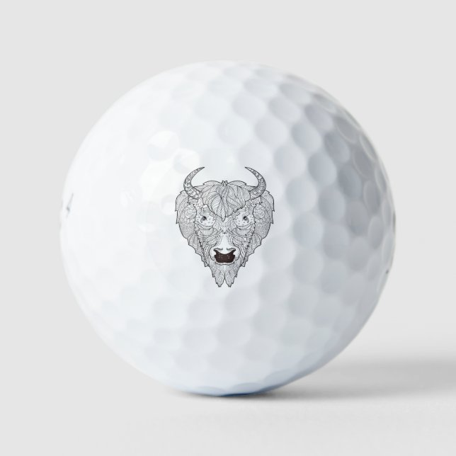 Balles De Golf Doodle de tête de bison (Devant)