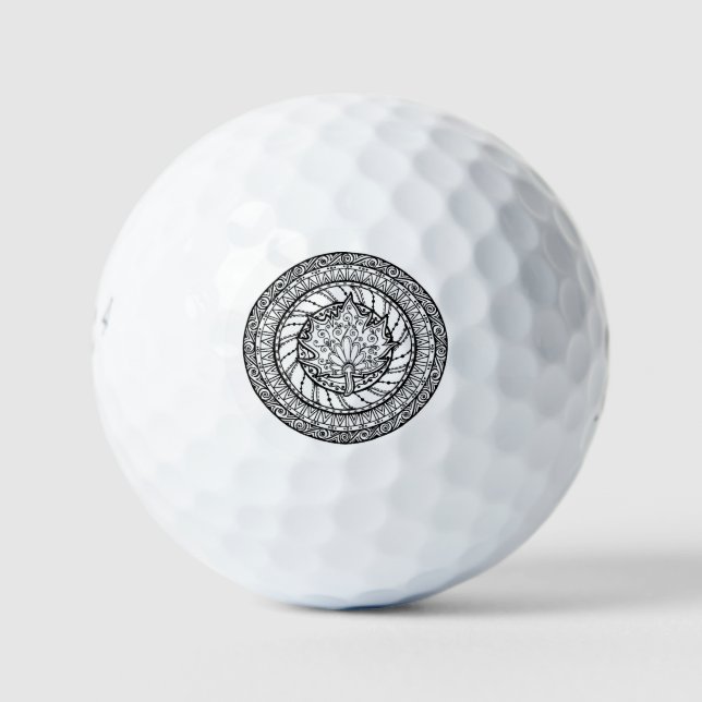 Balles De Golf Doodle Feuille d'érable d'automne (Devant)