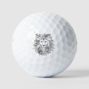 Balles De Golf Doodle Lion Et Fleurs