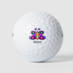 Balles De Golf Doodle violet papillon avec nom