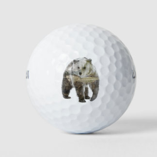 Balles De Golf Double exposition Ours et Bois