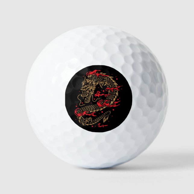 Balles De Golf Dragon et flammes (Recto)