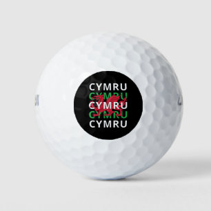 Balles De Golf Dragon gallois rouge Cymru Texte répétitif Racines