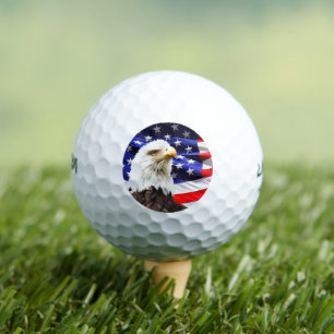 Balles De Golf Drapeau américain avec aigle chauve