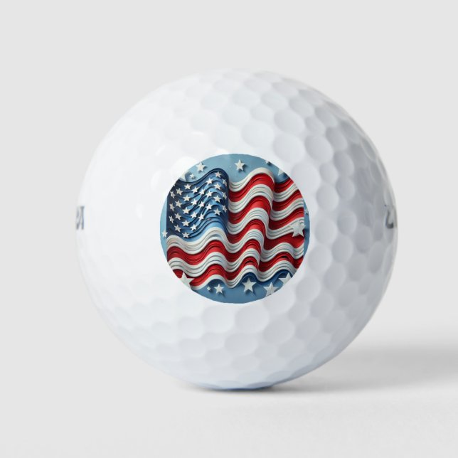 Balles De Golf Drapeau américain des vagues de liberté (Devant)