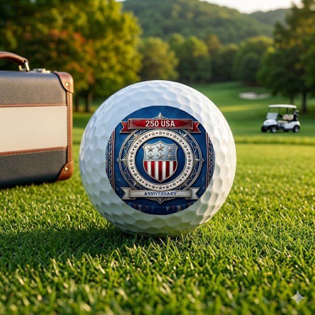 Balles De Golf Drapeau américain étoiles et bandes 250e anniversa (American Flag Stars & Stripes 250th Independence Golf Balls)