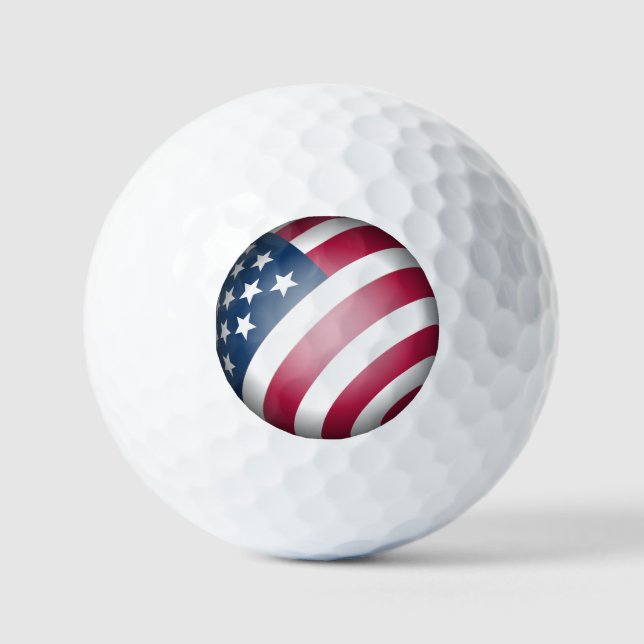 Balles De Golf Drapeau américain patriotique, 3D Globe Art (Recto)