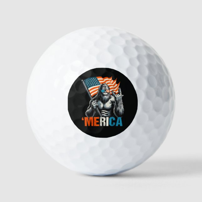 Balles De Golf Drapeau Américain Rock Bigfoot Merica (Recto)