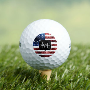 Balles De Golf Drapeau américain rouge bleu étincelles parties sc
