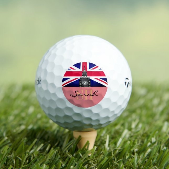 Balles De Golf Drapeau britannique monogramme & Royaume-Uni /UK G (T-shirt Insitu)