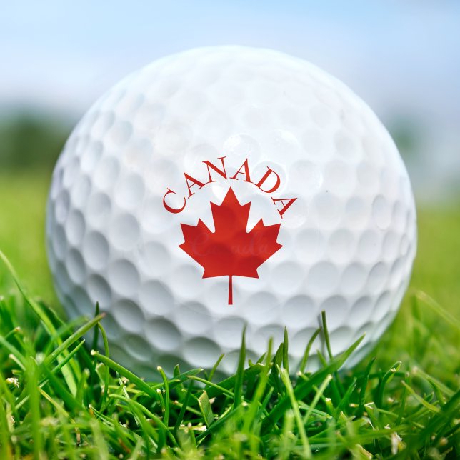 Balles De Golf Drapeau canadien rouge et blanc du Canada (Canada Red & White Canadian Flag Golf Balls)