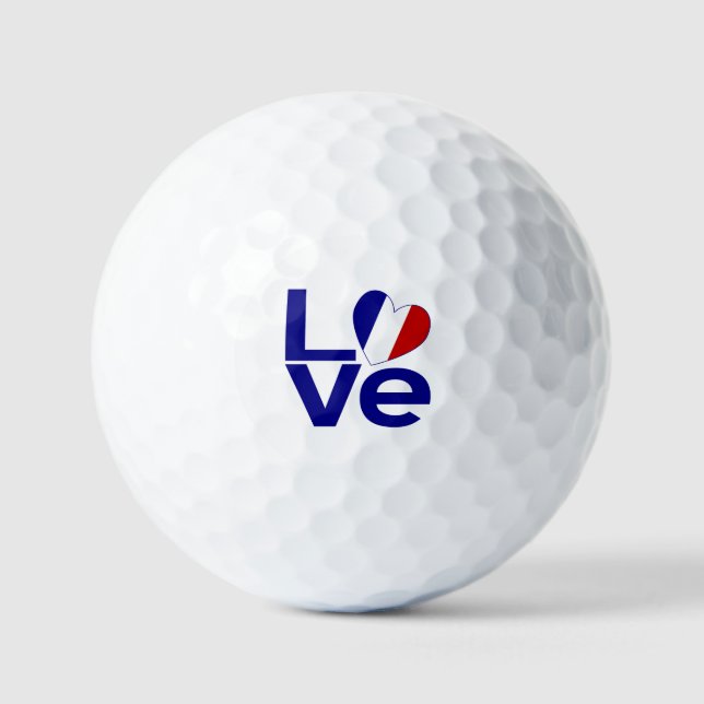 Balles De Golf Drapeau cœur bleu LOVE France (Recto)