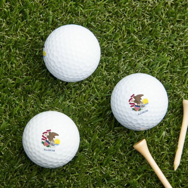 Balles De Golf Drapeau de l'Illinois (Herbe in situ)