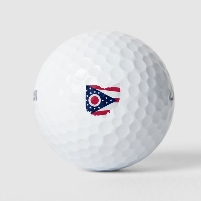 Balles De Golf Drapeau de l'Ohio et carte (Devant)