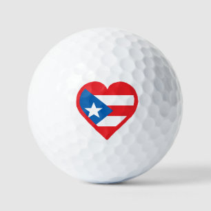Balles De Golf Drapeau de Porto Rico et motif de cœur