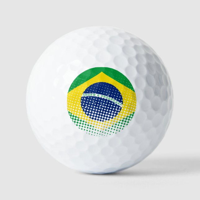 Balles De Golf Drapeau Du Brésil Avec Effet Halftone (Recto)