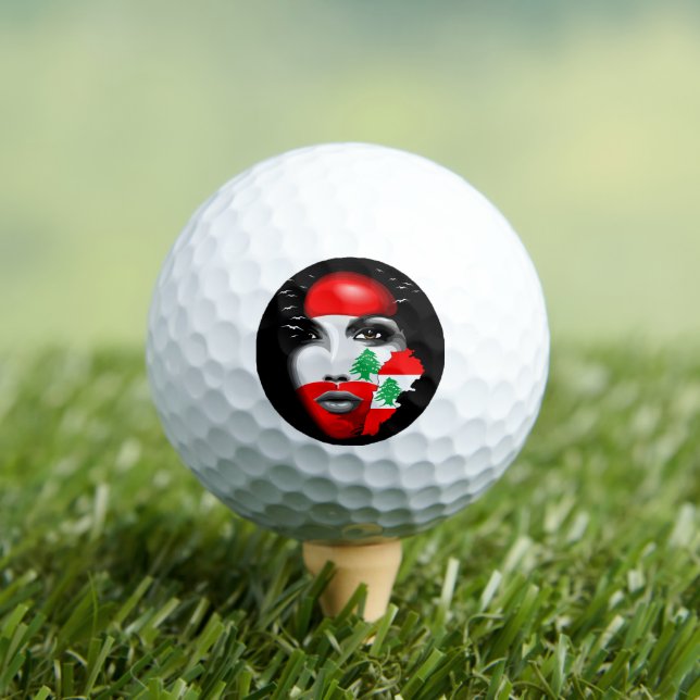 Balles De Golf Drapeau et carte du Liban sur le visage de la fill (T-shirt Insitu)