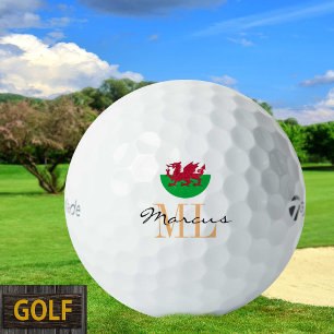 Balles De Golf Drapeau gallois monogramme & Pays de Galles /Balls