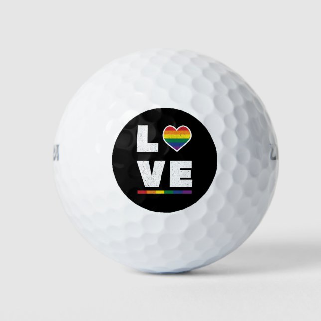 Balles De Golf Drapeau Gay pride LGBTQ Distressed Grunge Love (Devant)