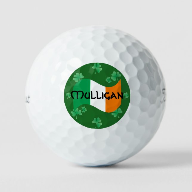 Balles De Golf Drapeau irlandais avec Shamrock Personnalisé (Recto)