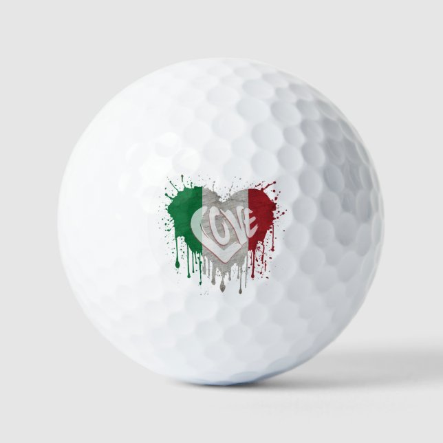 Balles De Golf Drapeau Italie Amour (Recto)