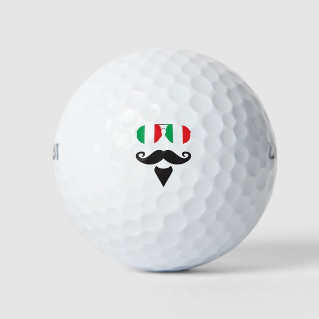 Balles De Golf Drapeau italien Lunettes de soleil Moustache (Devant)