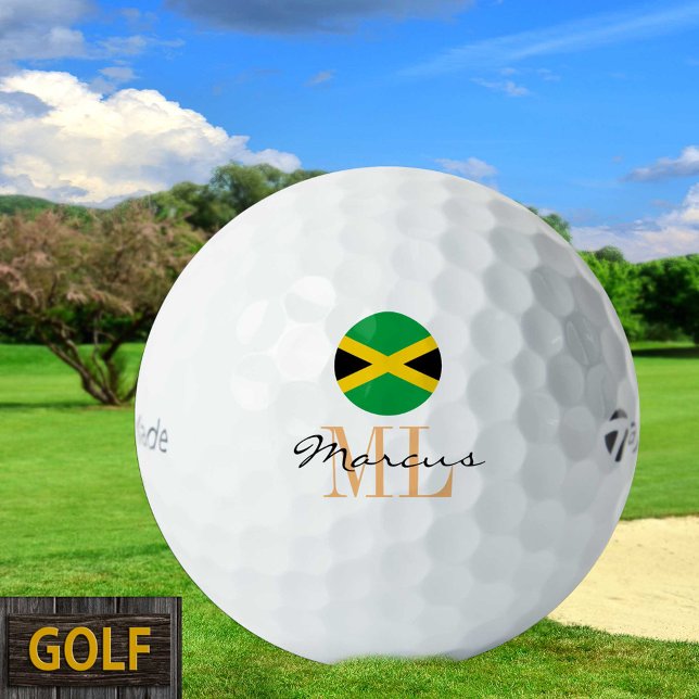 Balles De Golf Drapeau Jamaïcain Monogrammé & Balls de golf Jamaï (Créateur téléchargé)