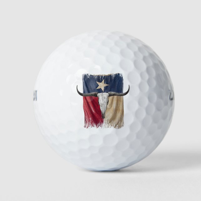 Balles De Golf Drapeau Longhorn Taureau Distressé Taurillon (Devant)