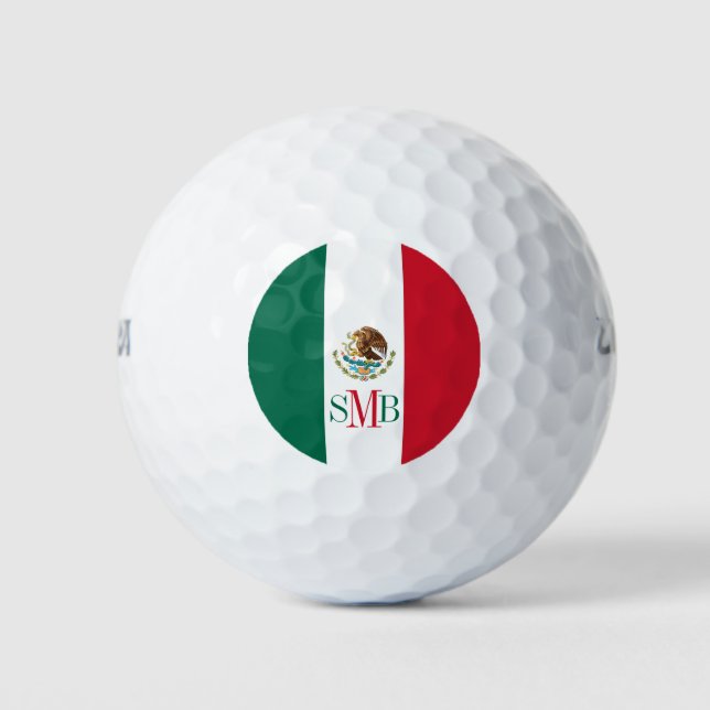 Balles De Golf Drapeau mexicain avec monogramme personnalisé (Devant)