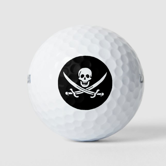 Balles De Golf Drapeau pirate crâne épées croisées (Devant)