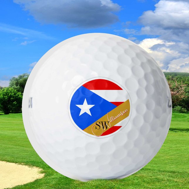 Balles De Golf Drapeau Porto Rico, Monogrammed Willson Ultra (Créateur téléchargé)