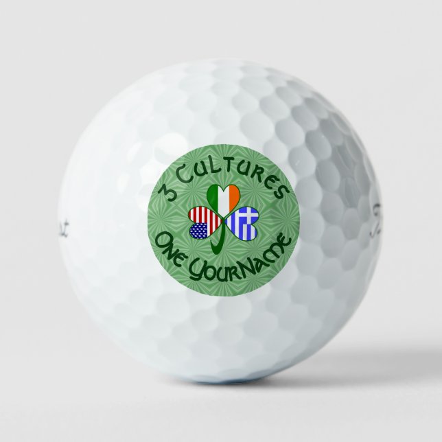 Balles De Golf Drapeau Shamrock irlandais grec personnalisé (Recto)