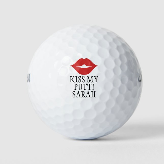 Balles De Golf Drôle Baiser personnalisé Mets des lèvres rouges  (Devant)