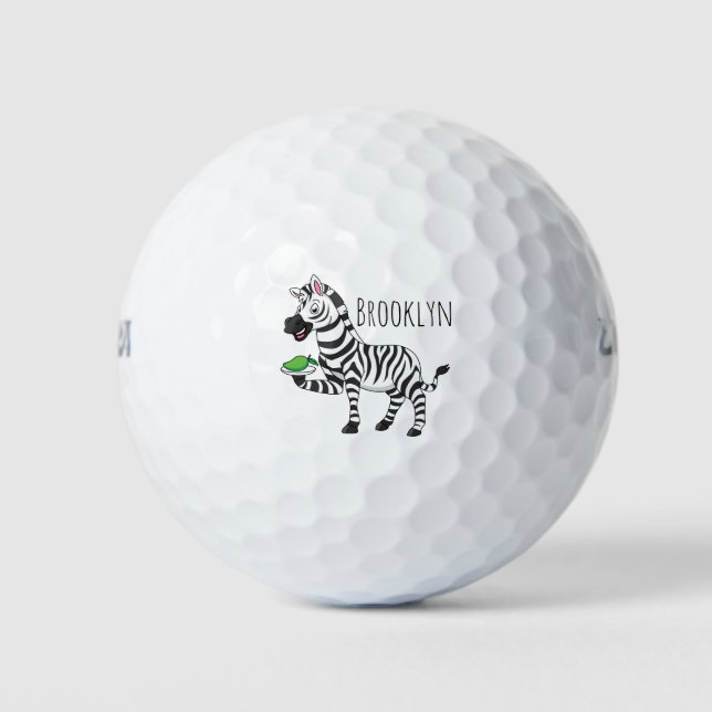Balles De Golf Drôle dessin animé zèbre (Devant)