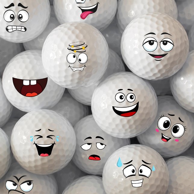 Balles De Golf Drôle Emoticon (Golf Balls Emotion Face)
