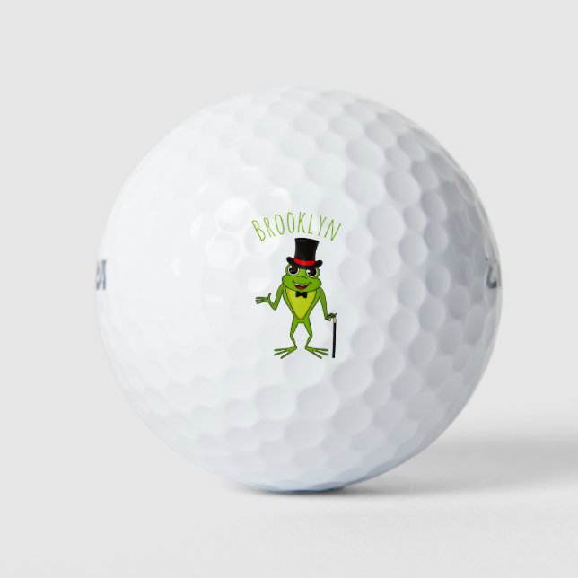 Balles De Golf Drôle grenouille avec chapeau dessus dessin animé (Devant)