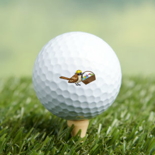 Balles De Golf Drôle mignon oiseau avec panier d'oeufs colorés
