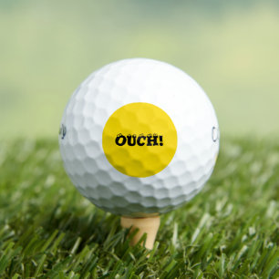 Balles De Golf Drôle "ouch !" Design de texte en typographie jaun