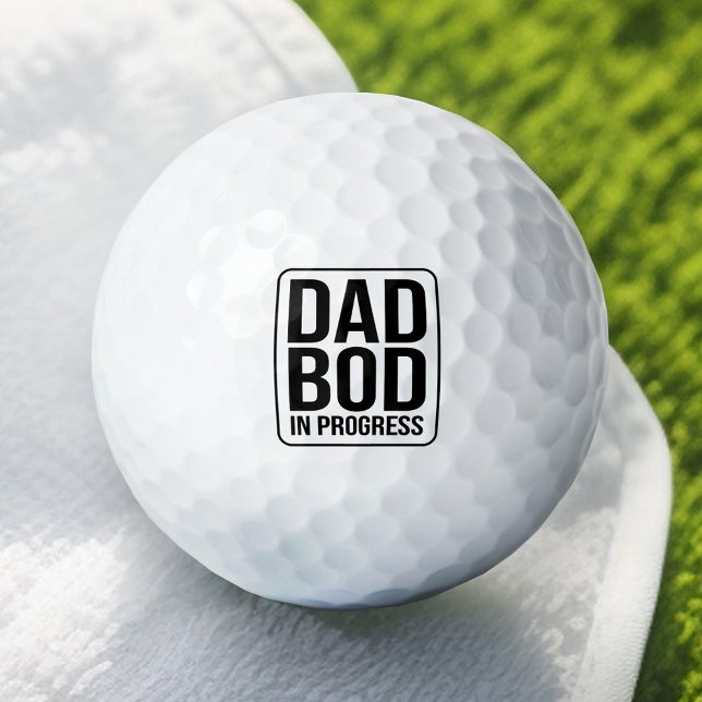Balles De Golf Drôle Papa Bod en cours Humour Fête des pères Noir (Funny Dad Golf Ball)