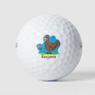 Balles De Golf Drôle poulet rustique whimsical dessin animé
