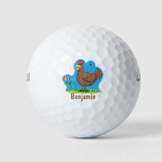 Balles De Golf Drôle poulet rustique whimsical dessin animé (Devant)