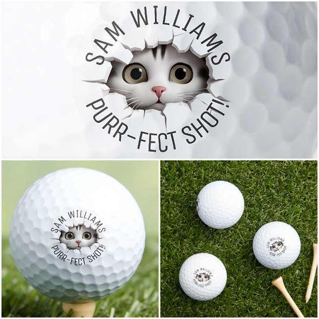 Balles De Golf Drôle Pun & Nom, Mignonne Chat, Pour Lui, Elle, Il (Créateur téléchargé)