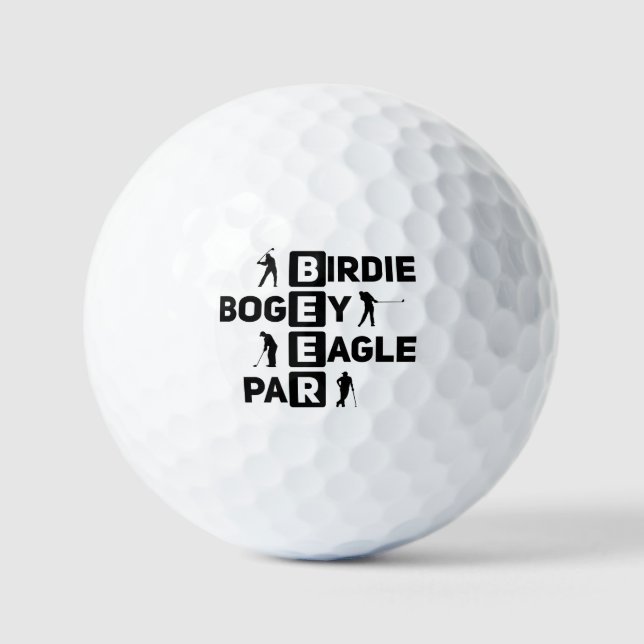Balles De Golf Eagle Birdie Par Bogey Beer drôle (Recto)