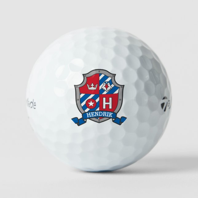Balles De Golf Eagle H monogramme rouge crête bleue (Recto)
