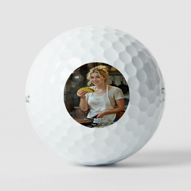 Balles De Golf Eating Tacos Photo Personalize Customize (Recto)